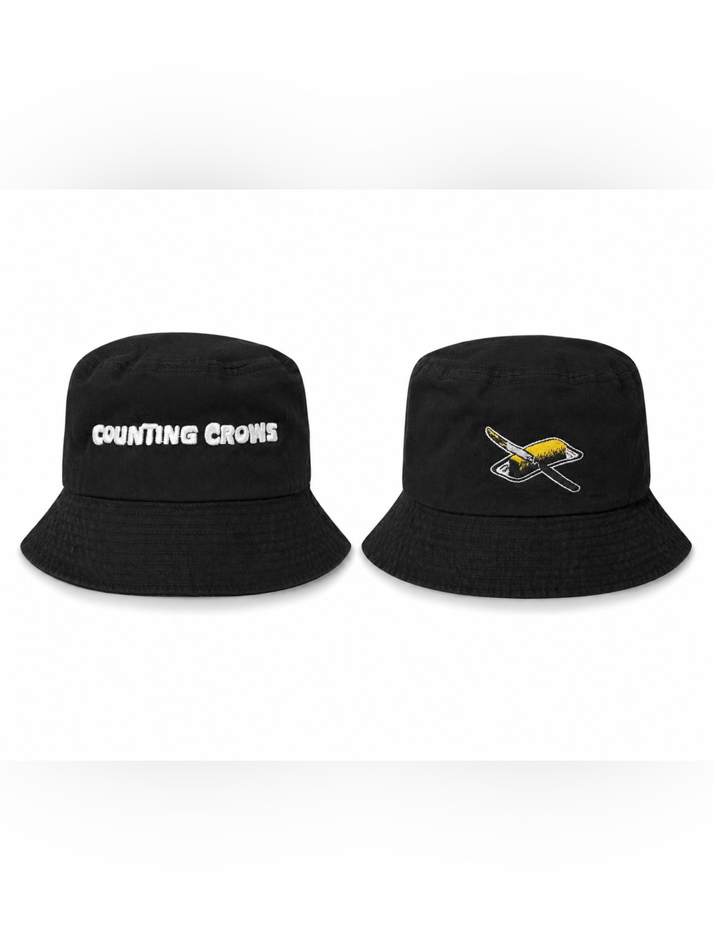 Counting Crows Bucket Hat Black Embroidered Band Tour 90s Y2K Concert Merch